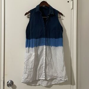 Stylish Blue and White Sleeveless Dress